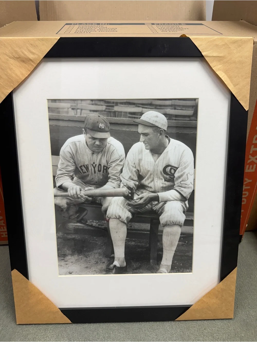 Black Framed Vintage Baseball Photo Wall Art